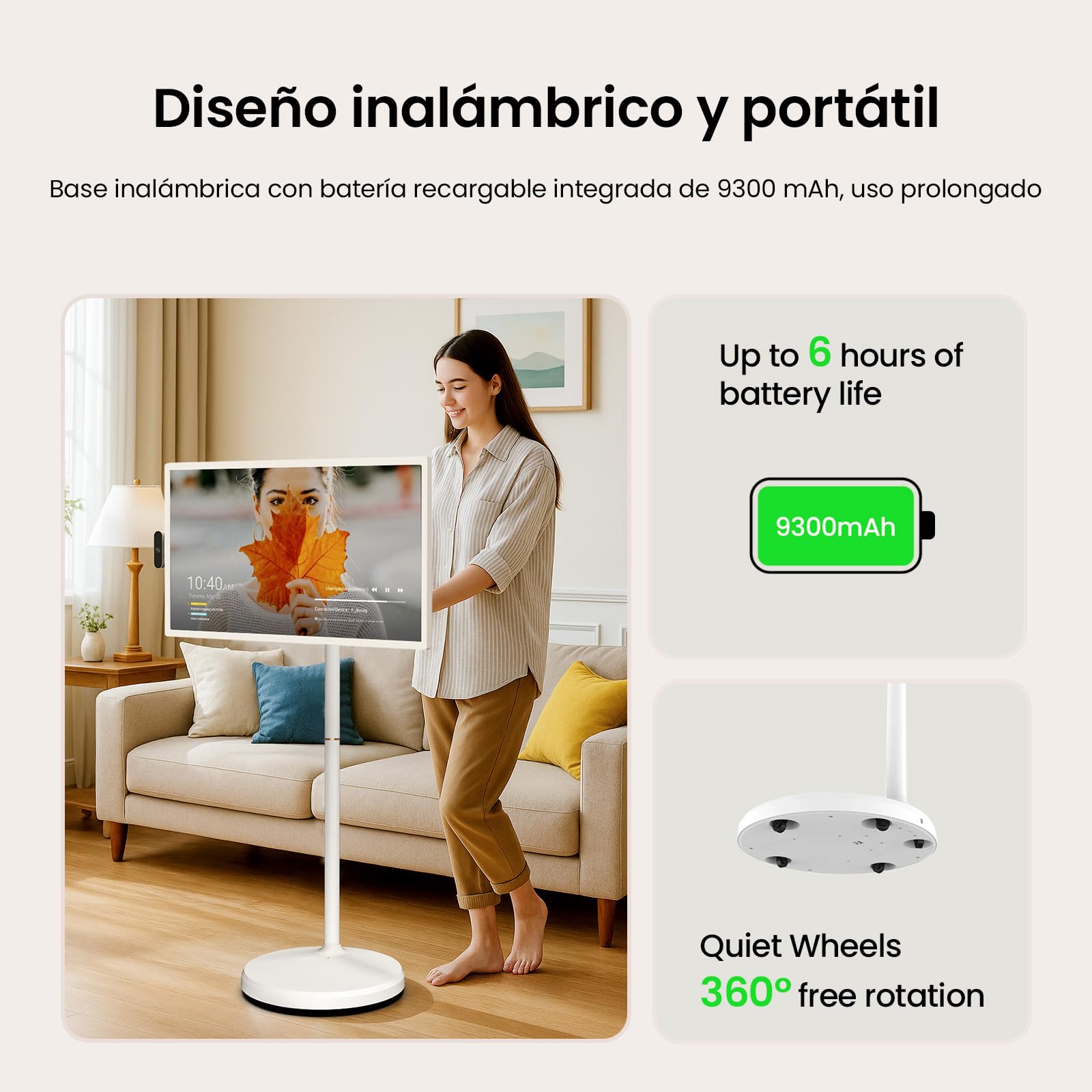 ApoloSign 32 Pulgadas 2ª generación Televisor portátil Inteligente con Sistema operativo Android, Certificado EDLA, Pantalla táctil móvil, rotación Completa, Control Remoto por Voz
