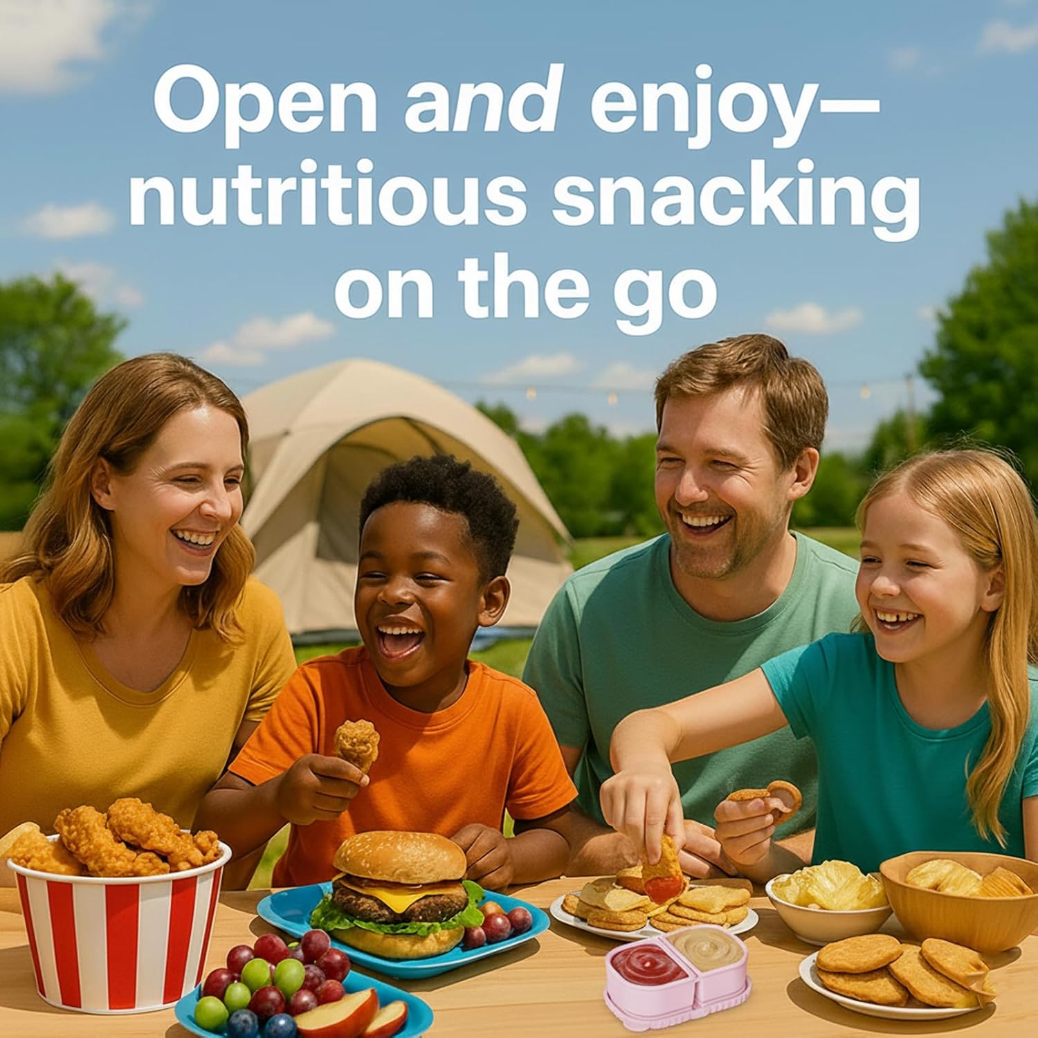 4 Sets Silicone Snack Containers with Lids, Reusable Double Compartment Plastic Container for Sauce Snack,Compact Food Storage for School, Office, Travel,Condiment Container with Lid (4 Colors) - Image 5