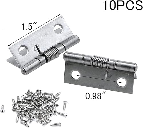 Miniatura 2 de MY MIRONEY Paquete de 10 bisagras de resorte de cierre automático de 1.5 pulgadas, bisagras de resorte con tornillos, accesorios de bricolaje para