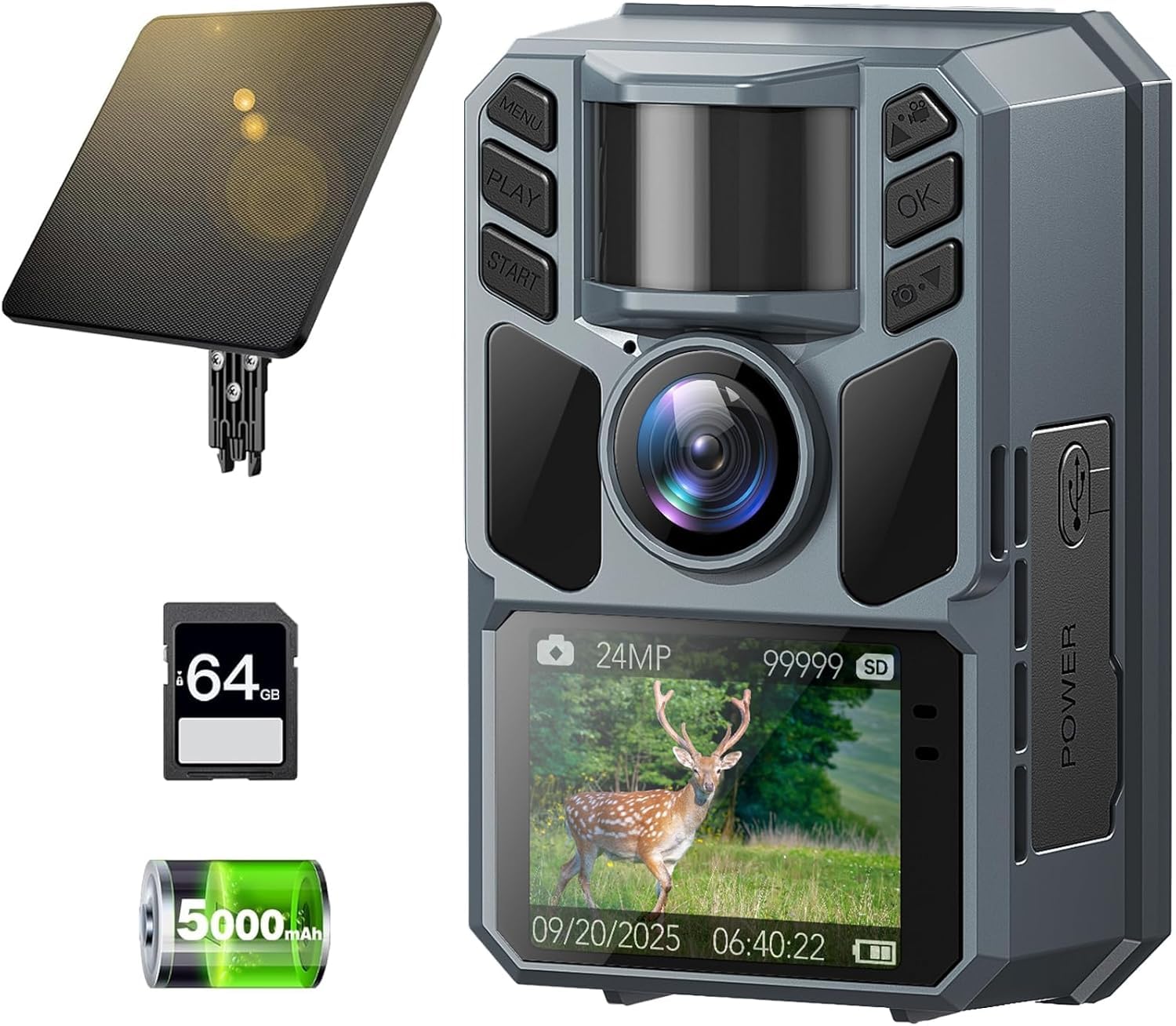 Amazon.co.jp: FKPCAM トレイルカメラ ソーラー式 【ソーラー式＆配線