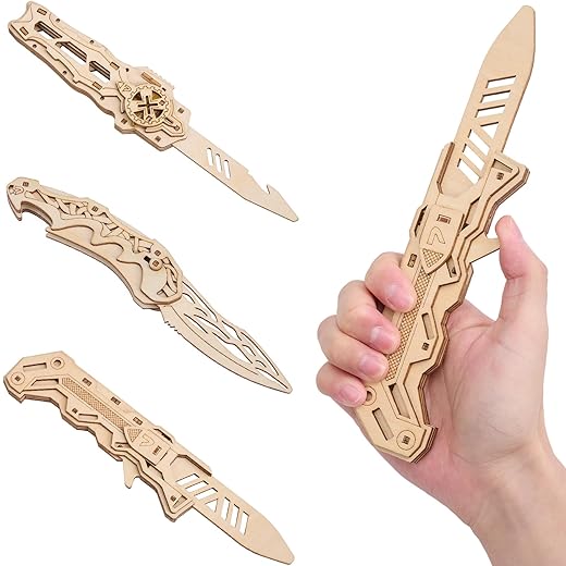 3D Wooden Puzzle for Adults: 3-in-1 DIY Wooden Puzzles Knife Kit - 134 Pcs Brain Teaser Mechanical Model Building Toy for Adult Hobby - Wooden Craft Art Unique Gift Idea for Teens Men