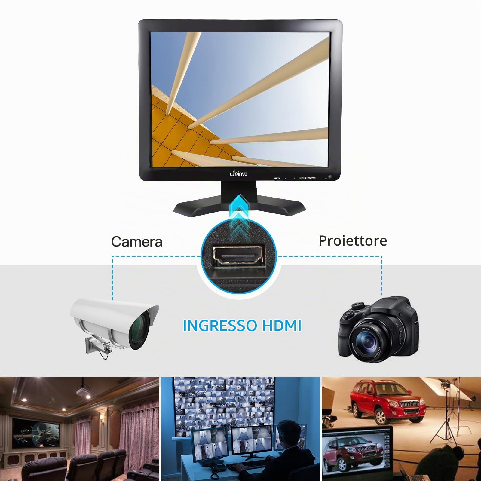 15 pollici Monitor CCTV Display Sicurezza Schermo telecamera di sicurezza Multifunzione HDMI AV BNC VGA Ingresso interfaccia USB monitor del computer Risoluzione 1024X768