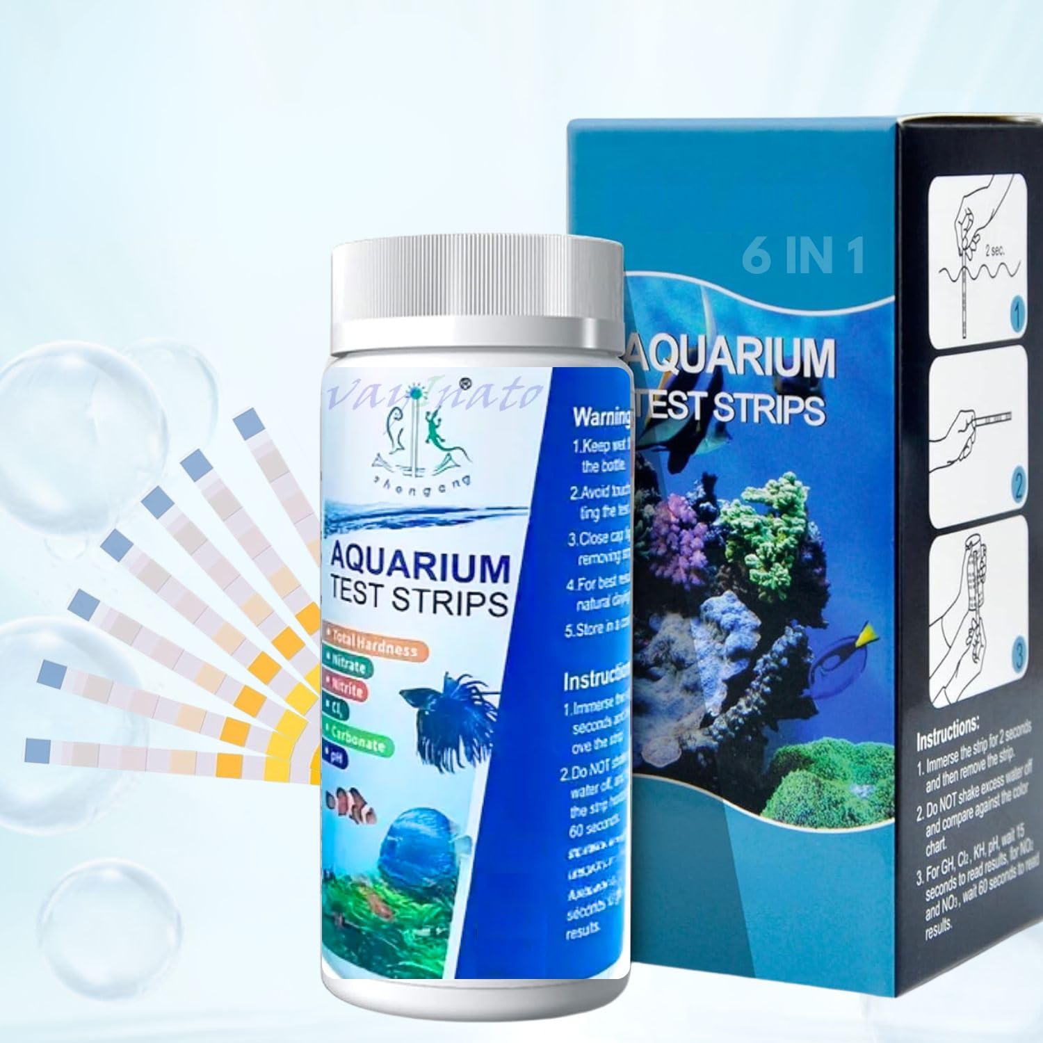 VAYINATO® 6 in 1 Aquarium (100 Strips) Test Strips for Freshwater Saltwater | Quick and Accurate | Pond, Fish Tank and Swimming Pool Test Strips Testing Nitrite,Nitrate,Cl2,pH,Total Hardness,Carbonate (B0DCZ3VKYL) Amazon Price History, Amazon Price Tracker