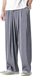 [Fasshonrida] プリーツパンツ メンズ ワイドパンツ 裾カット可能 ズボン 夏用 涼しい ゆったり イージーパンツ 伸びる ストレッチ ボトムス カジュアル ストレートぱんつ ドレープ 長ずぼん 春 夏