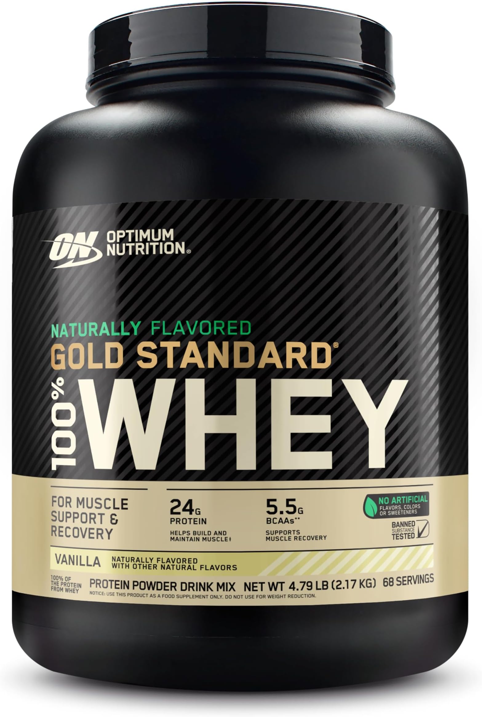 Optimum Nutrition Gold Standard Whey Protein Powder, Vanilla, 5 LB