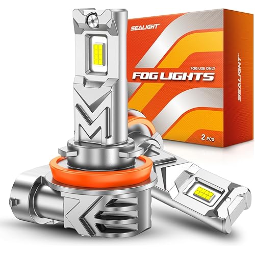 SEALIGHT H11/H16/H8 LED Fog Light Bulb, 14,000 Lumens 6500K White Light, 800% Brightness H11 LED Fog Lights, 60000HRS Lifespan 1:1 H8 H16 Fog Light Bulb, Pack of 2