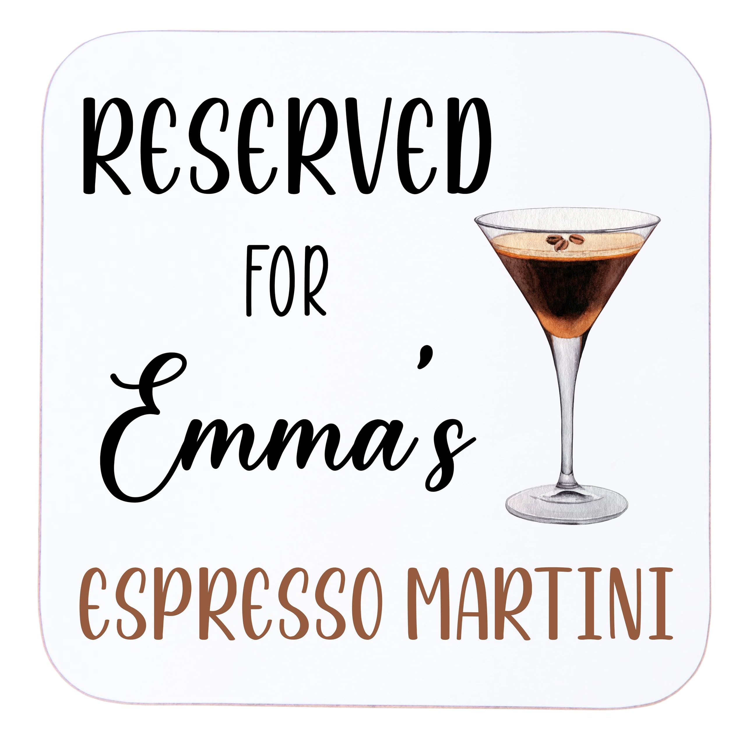 Personalised Espresso Martini Cocktail Wooden Drinks Coaster Mat Gift (Luxury Gift Box)