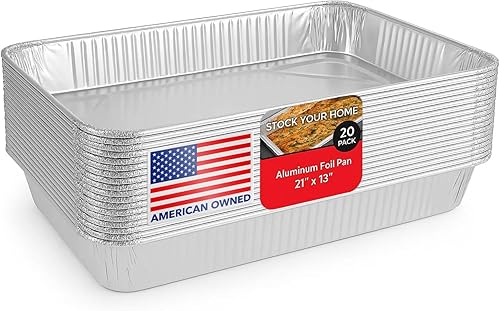 Sartenes de aluminio de 21 x 13 pulgadas (paquete de 20) sartenes duraderas de papel de aluminio profundo y mesa de vapor – Sartén profunda para