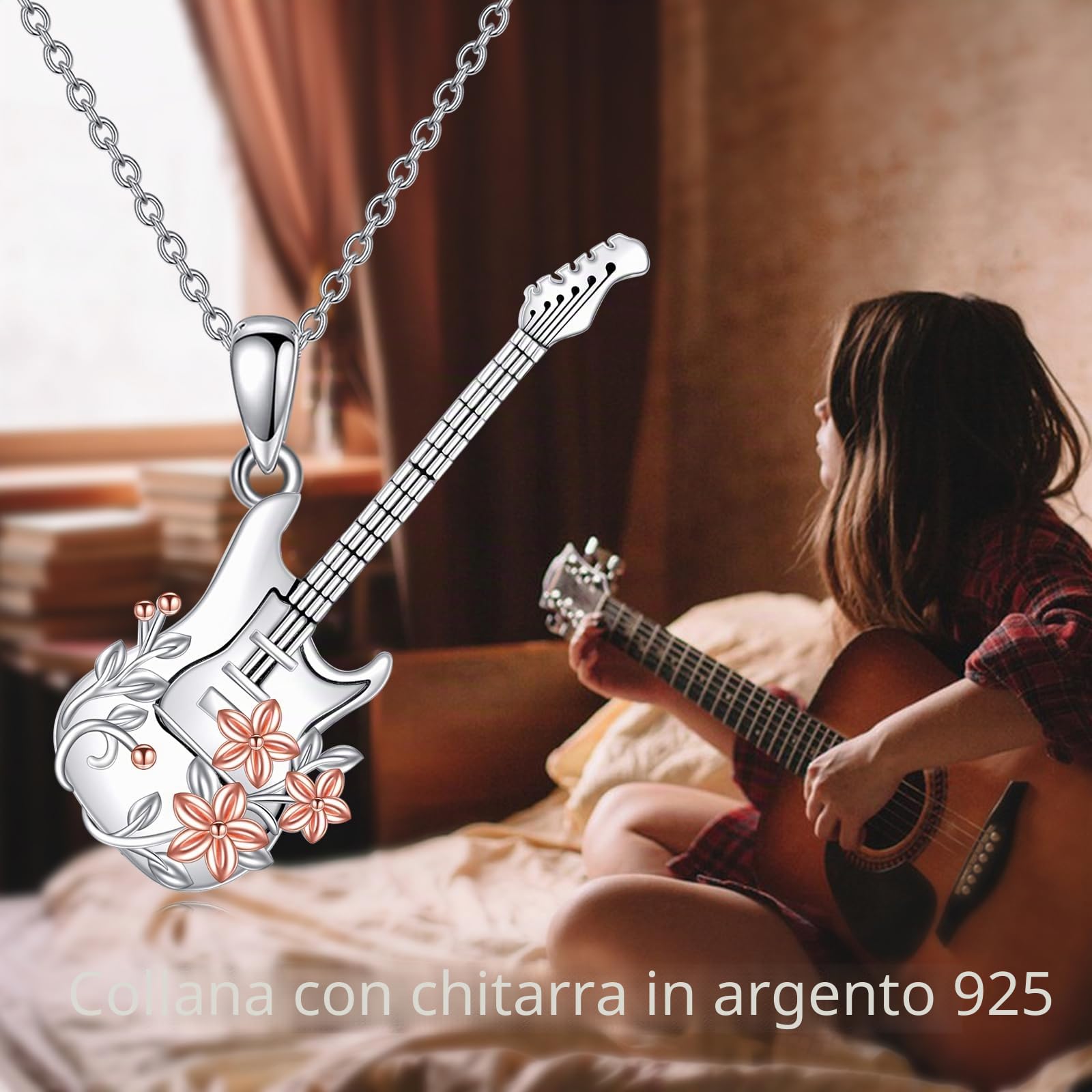 YFN Collana con ciondolo musicale in argento Sterling, gioiello musicale per donne e ragazze, regalo musicale per musicisti
