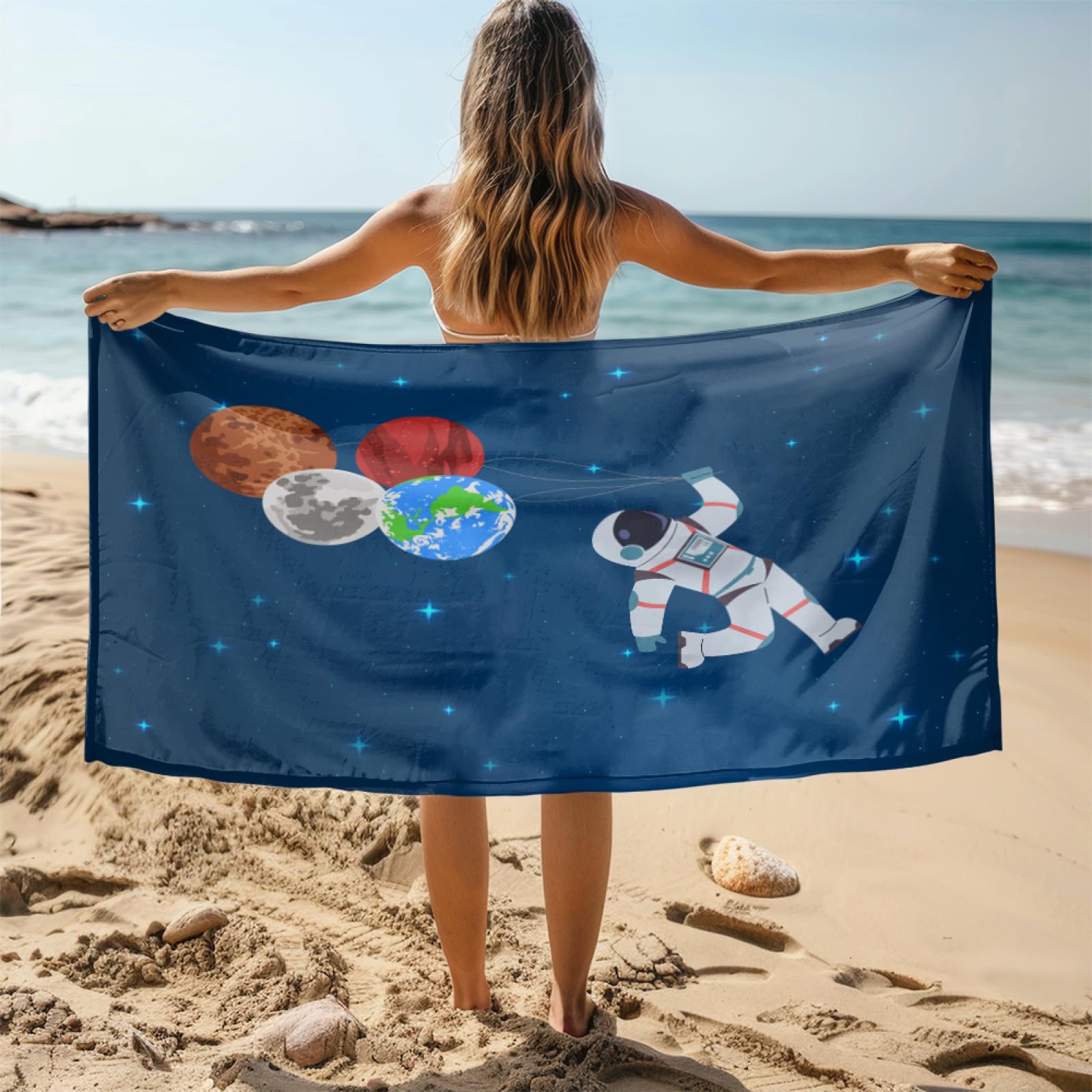 Telo Mare Microfibra 210x230 Blu Marrone Telo Spiaggia Grande Antisabbia,XXL Asciugamano Mare, Asciugatura Rapida, Stuoia Spiaggia Leggero E Portatile