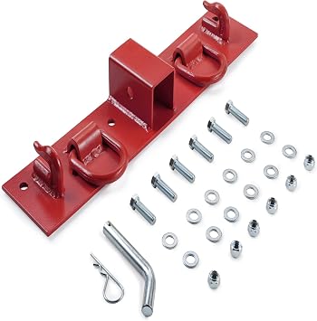 Tractor Bucket Hooks - 2 Receiver, G70 Grade Grab Hooks, Forged D Rings, Tow Hook Bolts Red 1.5 Bolt