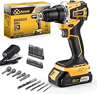 Vista 11 de Juego de taladro de iones de litio inalámbrico sin escobillas de 20 V, diseño compacto, kit de taladro de iones de litio recargable gris, incluye