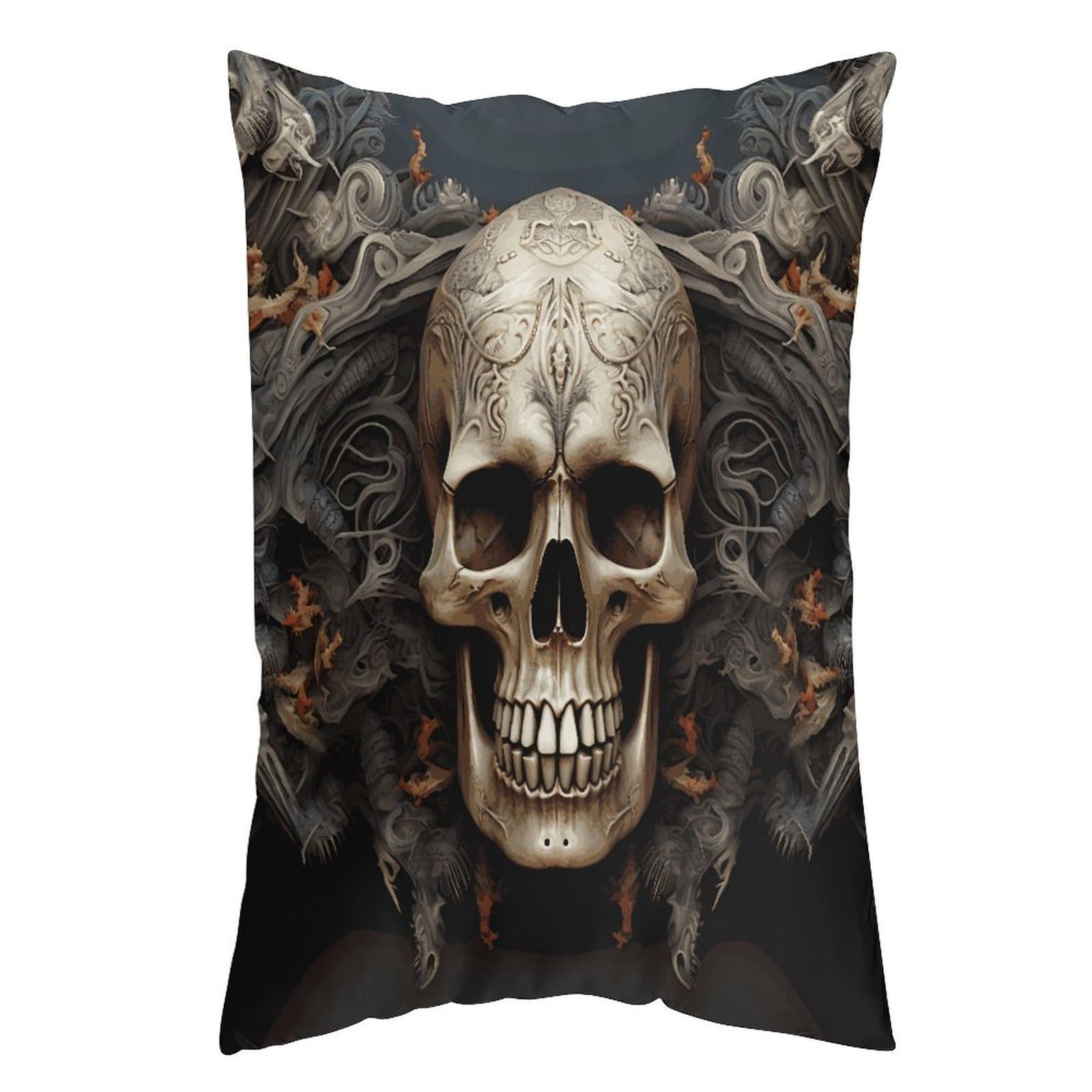 LDGSUPH Skulls Pillow Cases Soft Pillowcase with Invisible Zipper Wrinkle Resistant Pillow Covers Breathable Removable Pillow Protector for Bed Sofa Car 20"x30"