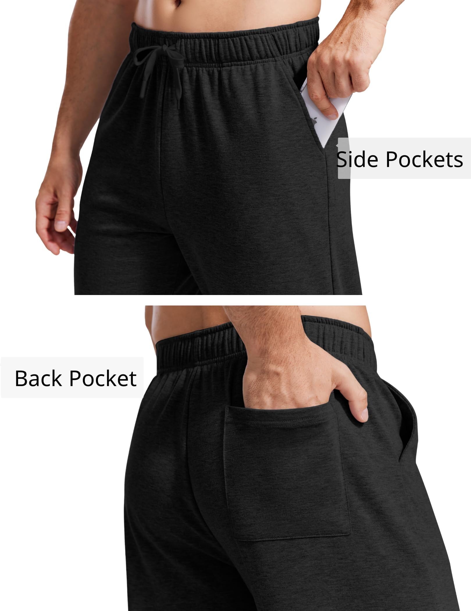 PINSPARK Pantalones de chándal para hombre, de algodón, ligeros, cintura elástica con cordón, con bolsillos, pantalones de yoga, pantalones de casa, pantalones de ocio