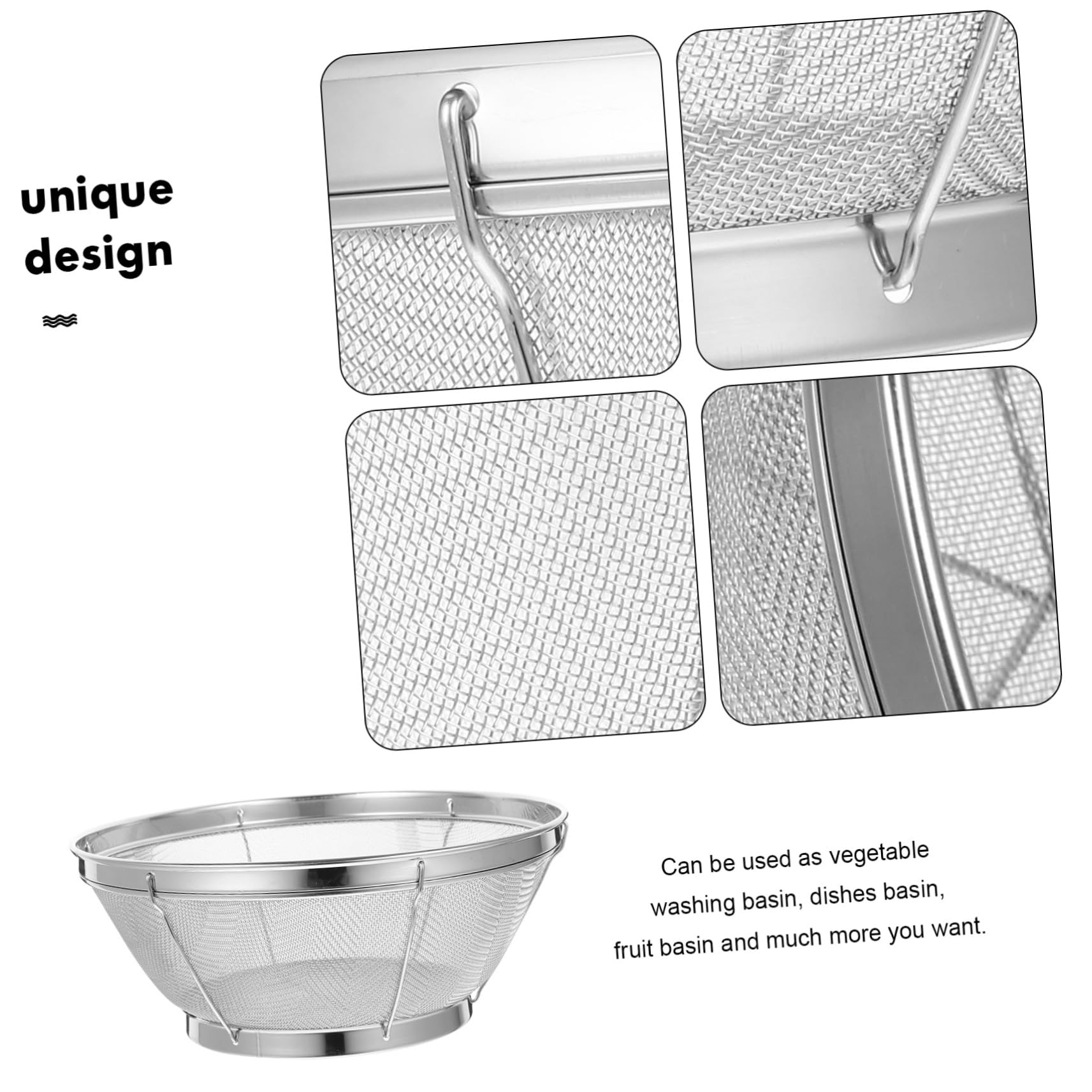 Grande colino a maglia fine per riso, setaccio in acciaio inox, per frutta e verdura