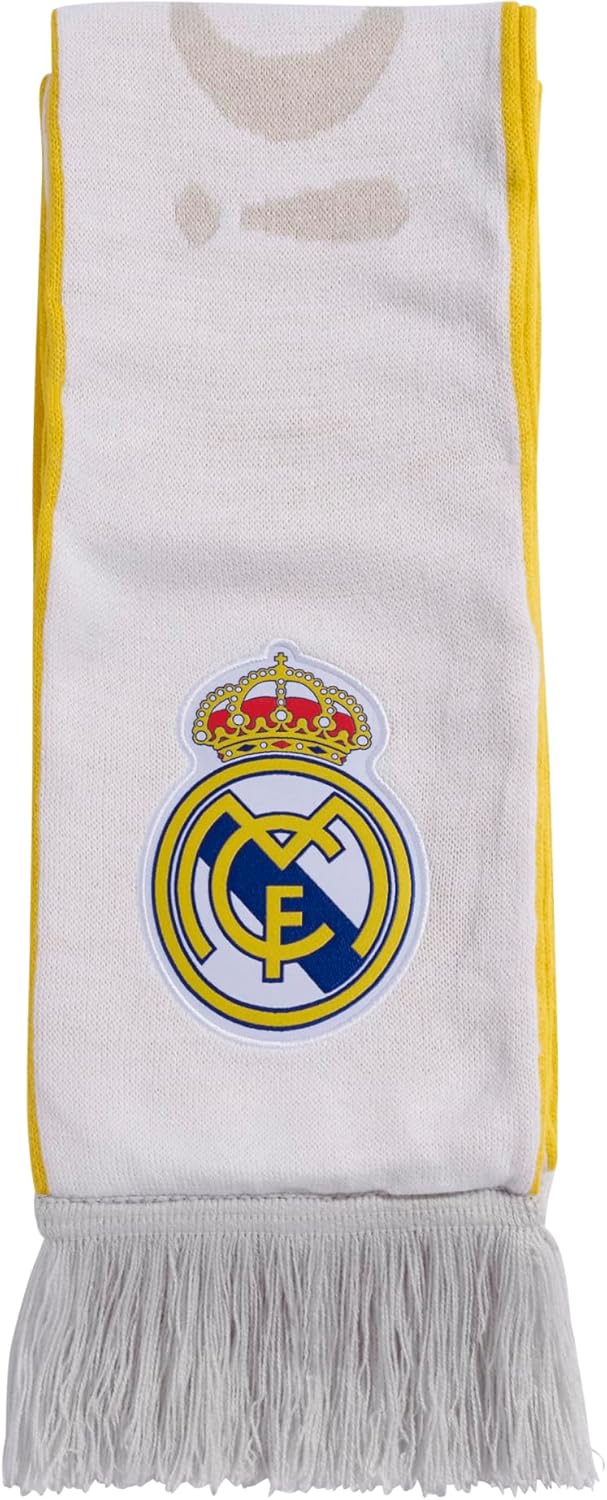 adidas Unisex-Adult Real Madrid Home Scarf, White/Bold Gold/Solid Grey, No Size