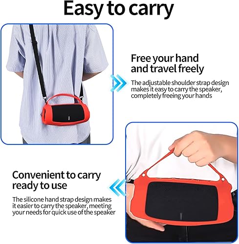 Vista 16 de Funda de silicona Charge 5, funda protectora de transporte portátil, bolsa de viaje con correa para el hombro para JBL Charge 5 Wi-Fi/Charge 5 Negro
