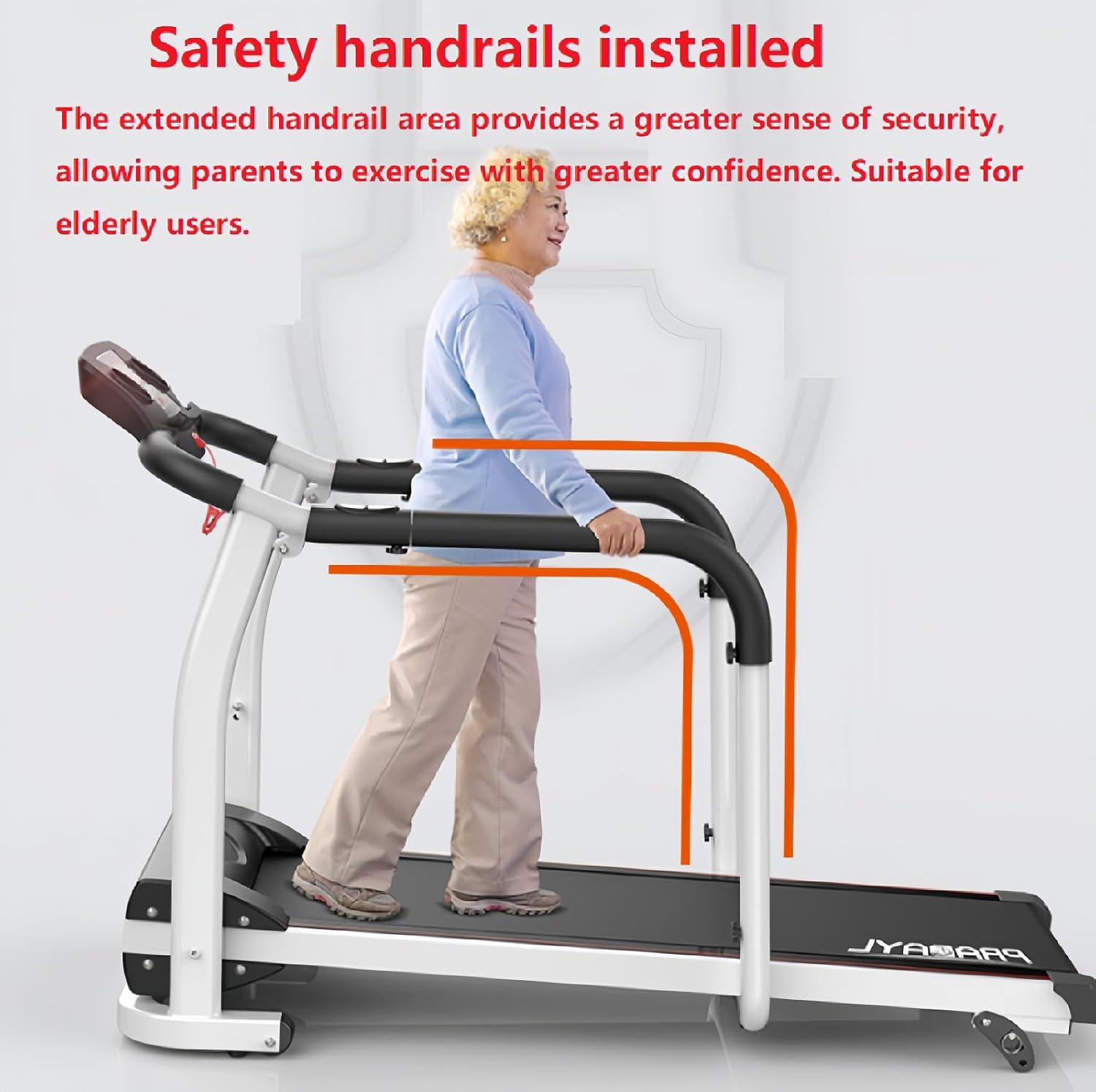 Multifunction Foldable Treadmill Rehabilitation Motorized Treadmill with Handrail Seniors Home Treadmill for Home Office Physical Exercise Treadmill