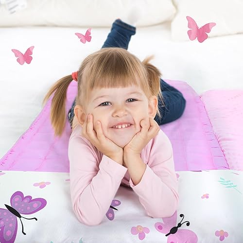 Miniatura 6 de Tapete para siesta para niños pequeños con almohada para niños, saco de dormir rosa, tapete para siesta para guardería, guardería, 55.1 x 22.8