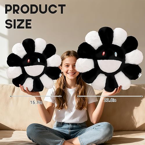 Miniatura 4 de Almohada de flores, almohada en forma de flor, cojines de piso de cara sonriente, lindas almohadas de felpa de girasol, bonita decoración navideña,