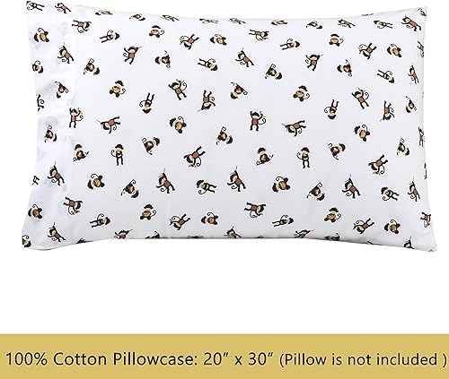 Miniatura 5 de Danica Juego de sábanas de 3 piezas 100% algodón para niños y niñas, incluye sábana superior, sábana bajera, funda de almohada estándar (mono bebé y