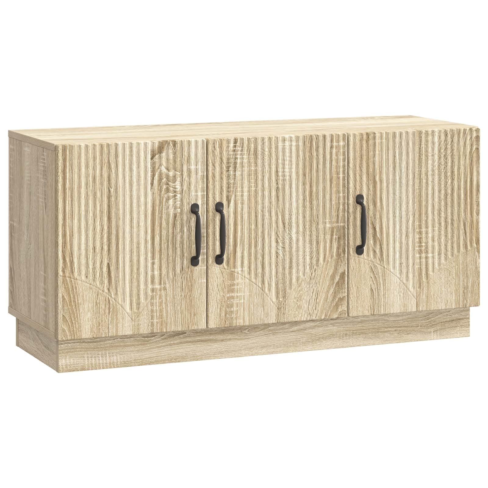 Meuble TV en chêne Sonoma pour cacher les câbles et ranger le salon en bois