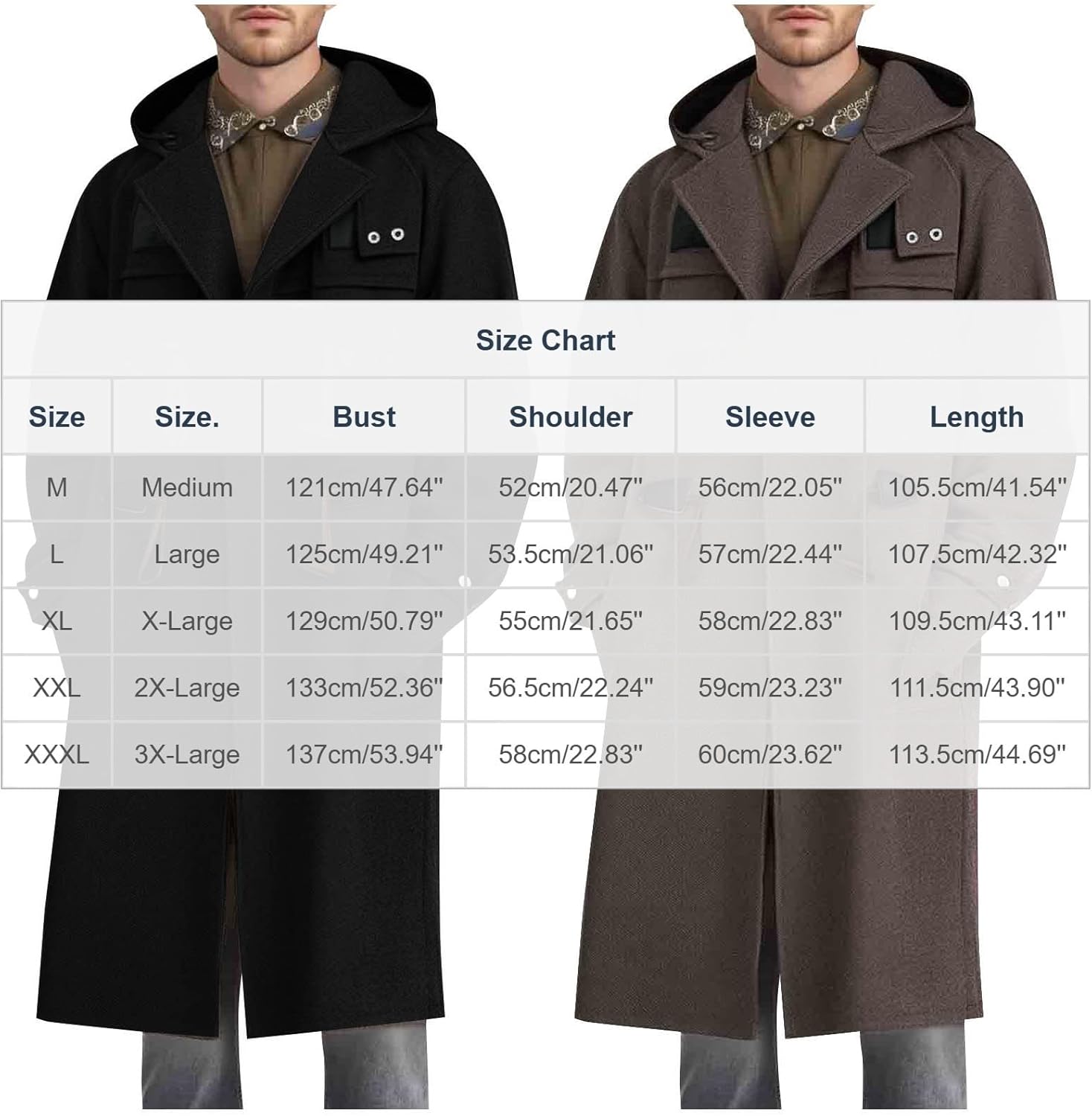 Men Wool Blend Single Breasted Overcoat Walking Toggle Duffle Coat with Hood Winter Classic Long Business peacoat - Image 3