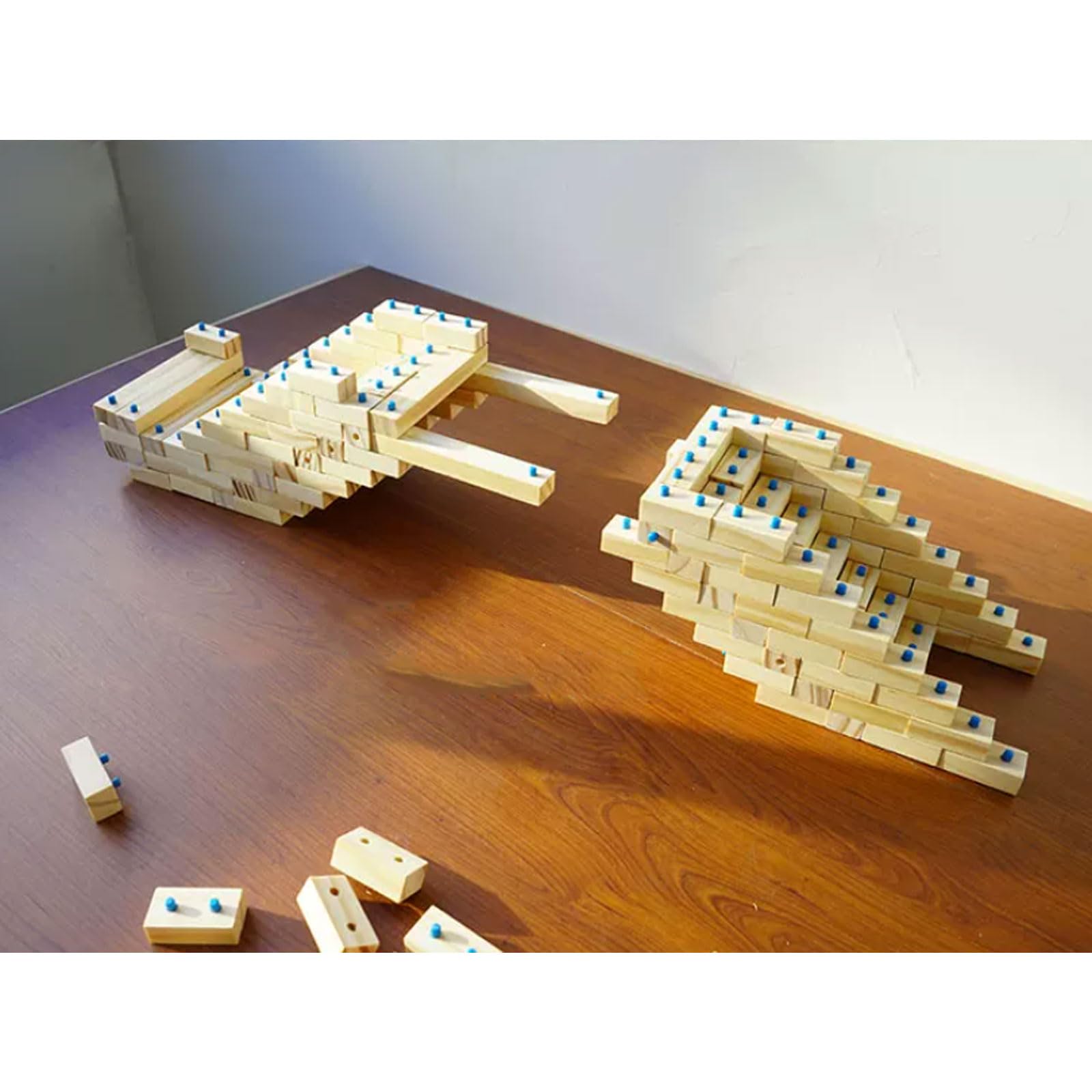 Set di Blocchi da Costruzione in Legno Montessori a Tenone e Mortasa | I Piccoli Mattoncini da Costruzione Fai-da-Te dell'Architetto, Gioco STEM Aperto, Giocattolo Educativo Creativo