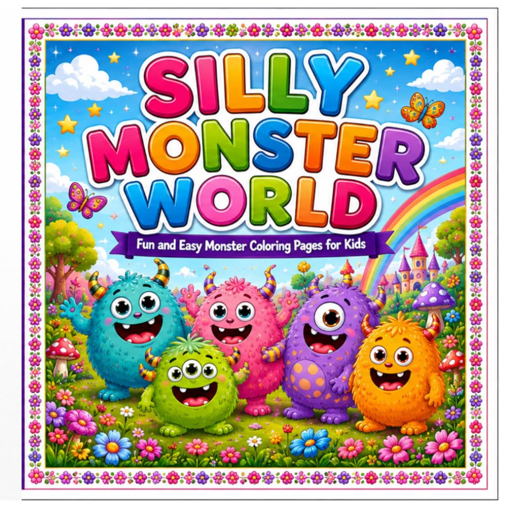 Bold & Easy Cute Monster Coloring Book: Adorable Monster Designs for Kids and Beginners | Bold Lines, Large Character Illustrations, and Easy Coloring Pages for Stress Relief and Fun.