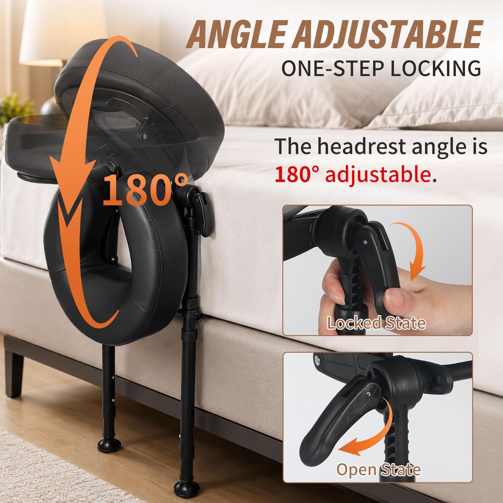 Poggiatesta massaggiante per letto, regolabile in altezza, poggiatesta ergonomico e cuscino con fessura per il viso, compatibile con lettino da massaggio di spessore 14-45 cm, tavolo da massaggio