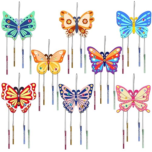 Fennoral 8 Pack Butterfly Wind Chime Kits for Kids Make