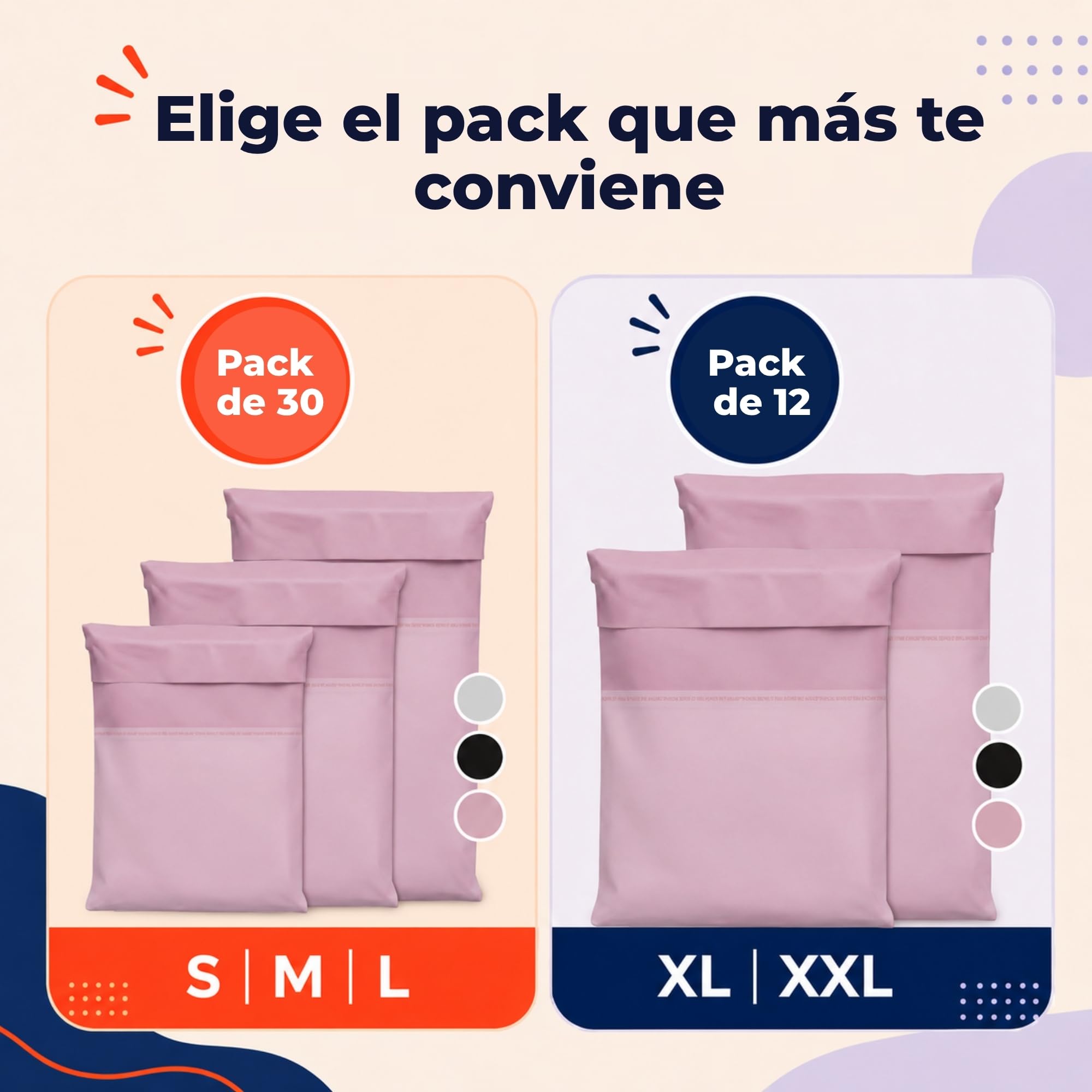 30 Bolsas Envio Vinted - S/M/L - Bolsas Para Envíos Ultra Resistente, Opaca e Impermeable, sobres plastico, Rosa