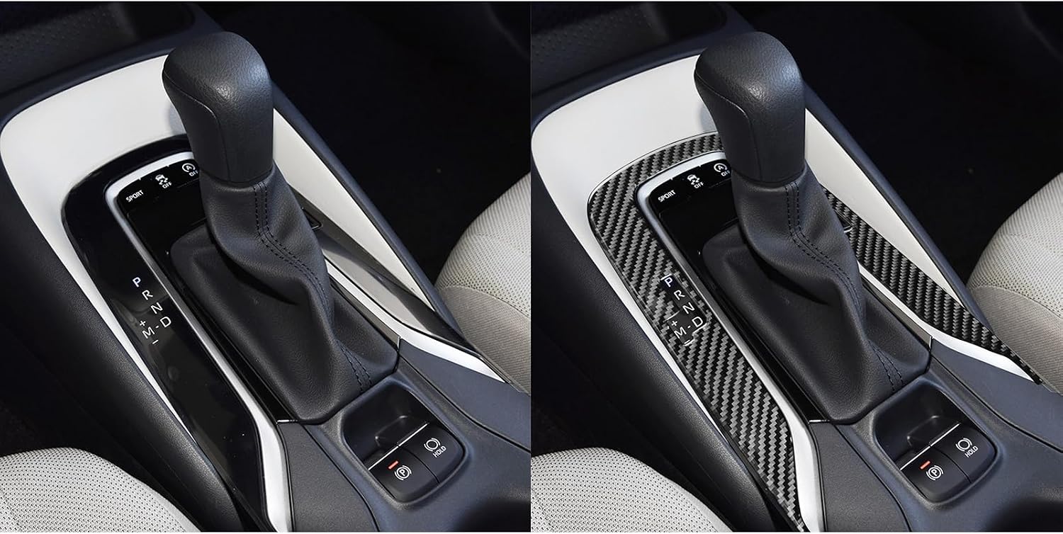 Carbon Fiber Auto Accessories Front Center Control Gear Shift Outer Frame Trim Cover Interior Trim Sticker Fit for Toyota Corolla 2020-2026 XSE / 2020-2022 SE/for Corolla Cross 2022-2025 -A