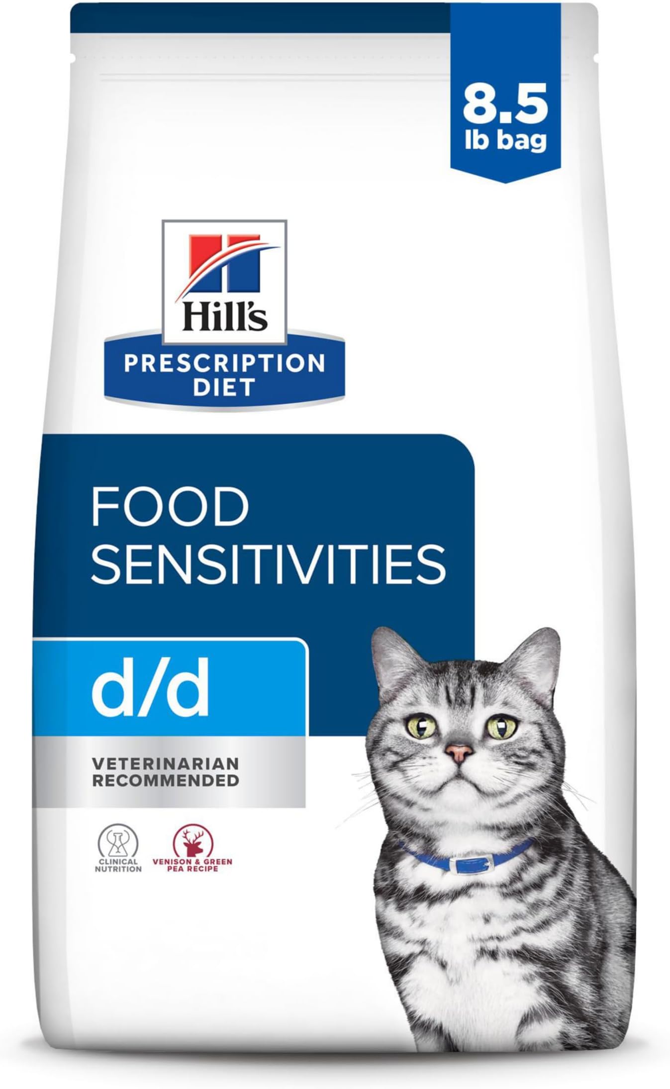 Hill's Prescription Diet d/d Food Sensitivities Venison & Green Pea Formula Dry Cat Food, Veterinary Diet, 8.5 lb. Bag