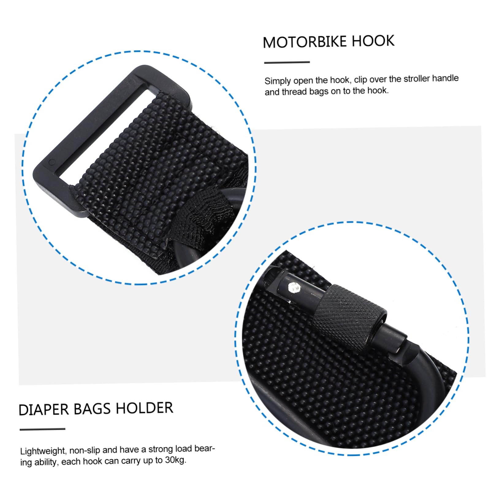 Yardwe 10 Piezas Gancho Antideslizante para Cochecito Colgador Resistente para Bolsas Carrito Accesorio para Manillar de Silla de Paseo Soporte Práctico para Compras y