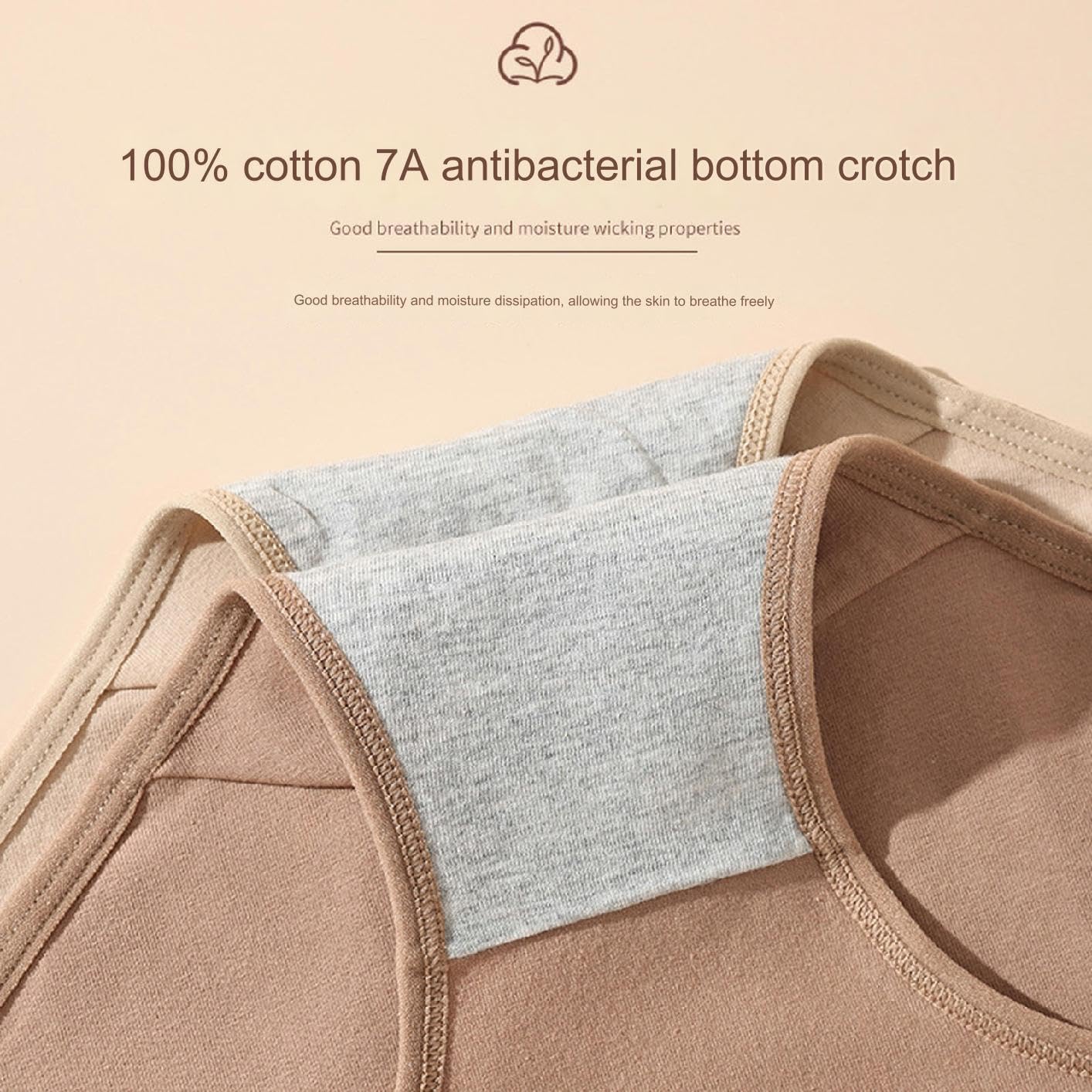 Mutande Donna Femminile Ad Alta Vita di Grandi Dimensioni Comode Cotone Biancheria Intima da Donna Slip da Donna 7a Antibatterico, Pacchetto da 5-Camel 5pc-160 M