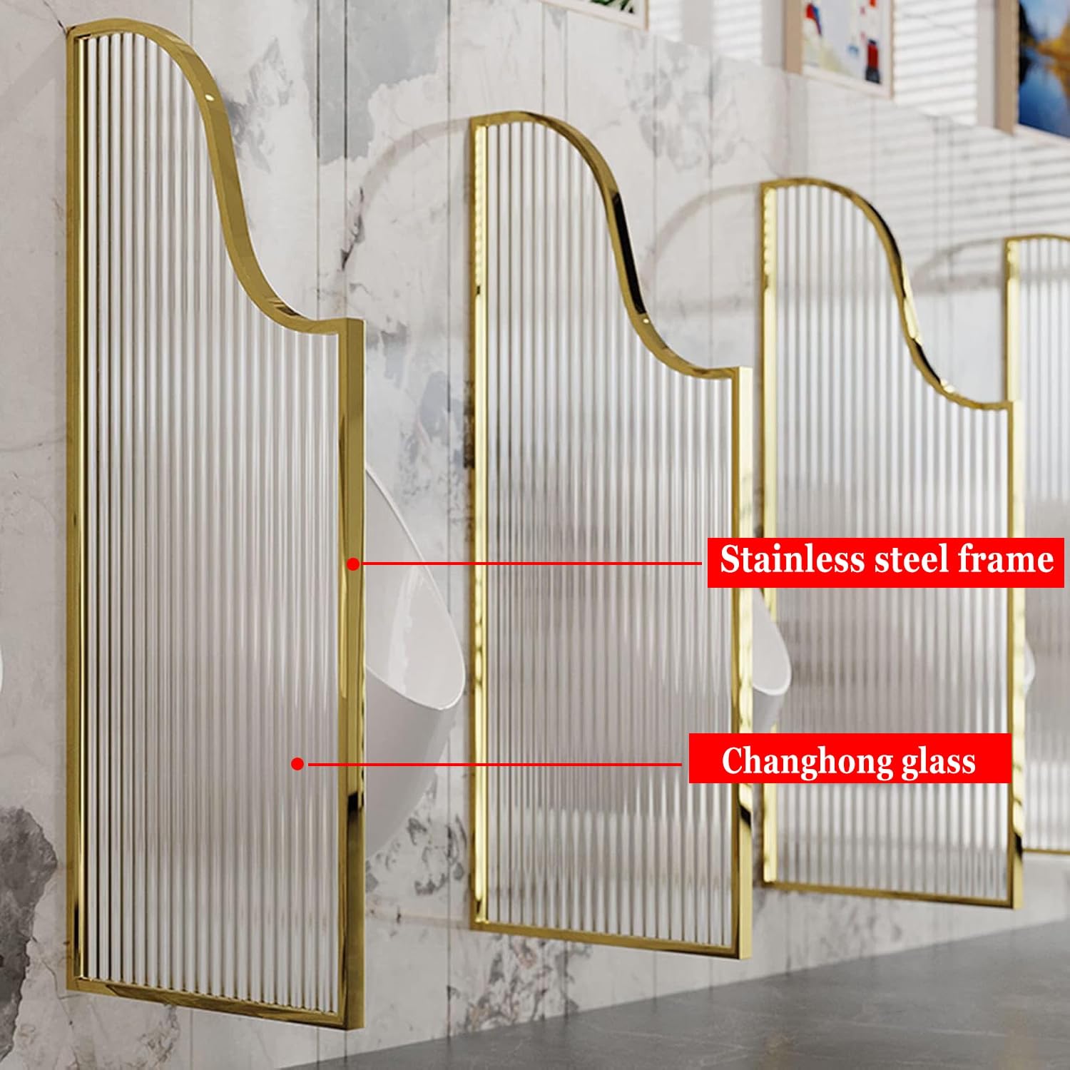Mampara divisoria para urinario, mampara de Vidrio Impermeable para urinario - 5 Unidades, Color Negro, para Montaje en Pared, Ideal para baños públicos y hoteles - Mampara translúcida para