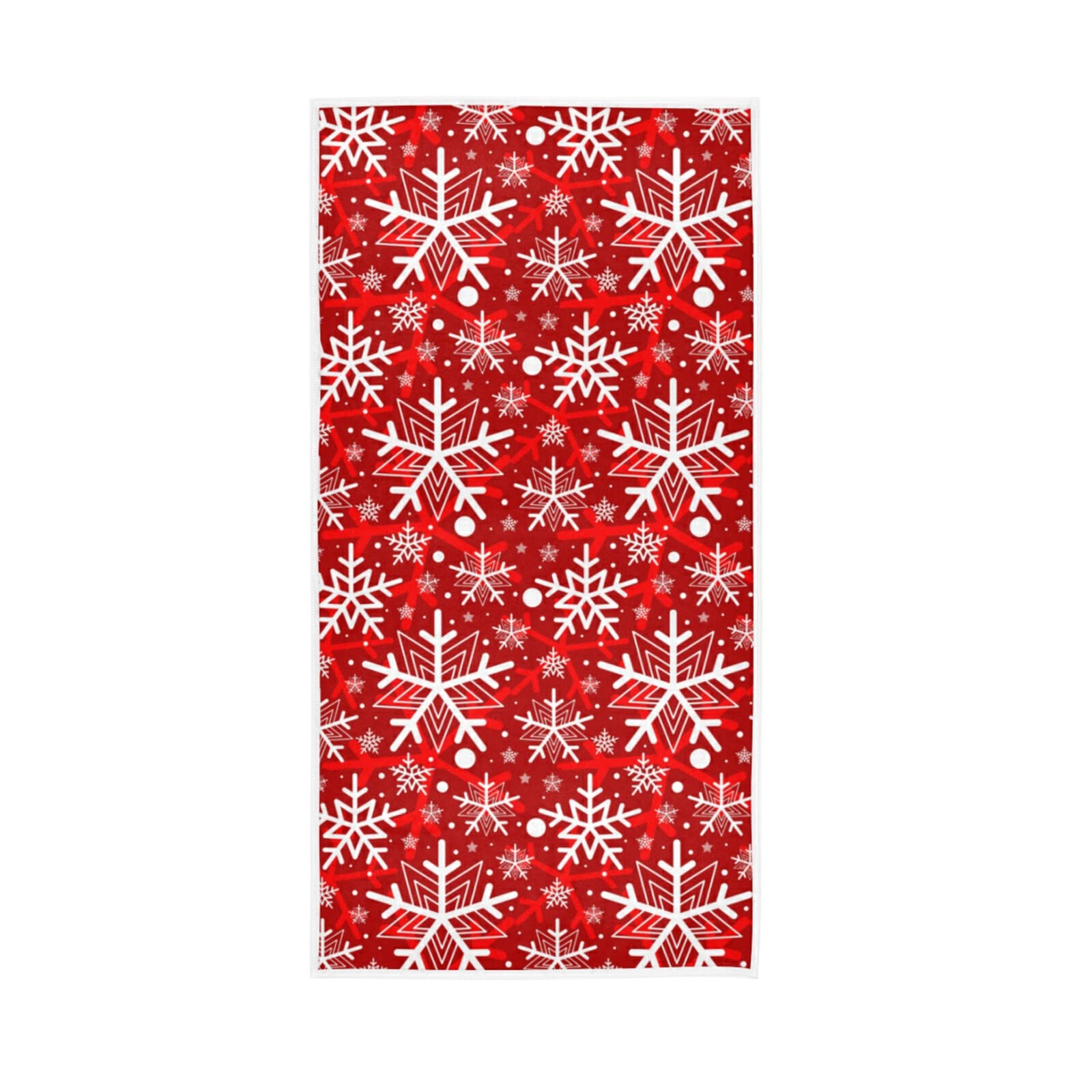 LSRCPD Red Background with Seamless White Snowflake Pattern Soft Hand Bath Towel 30" x 15" Thin Fast Drying Absorbent Soft Towels for Kitchen Gym Spa Hotel Beach