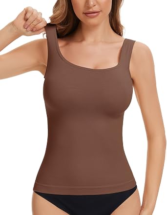 Shapewear Tank Tops for Women Tummy Control Square Neck Compression Tanks