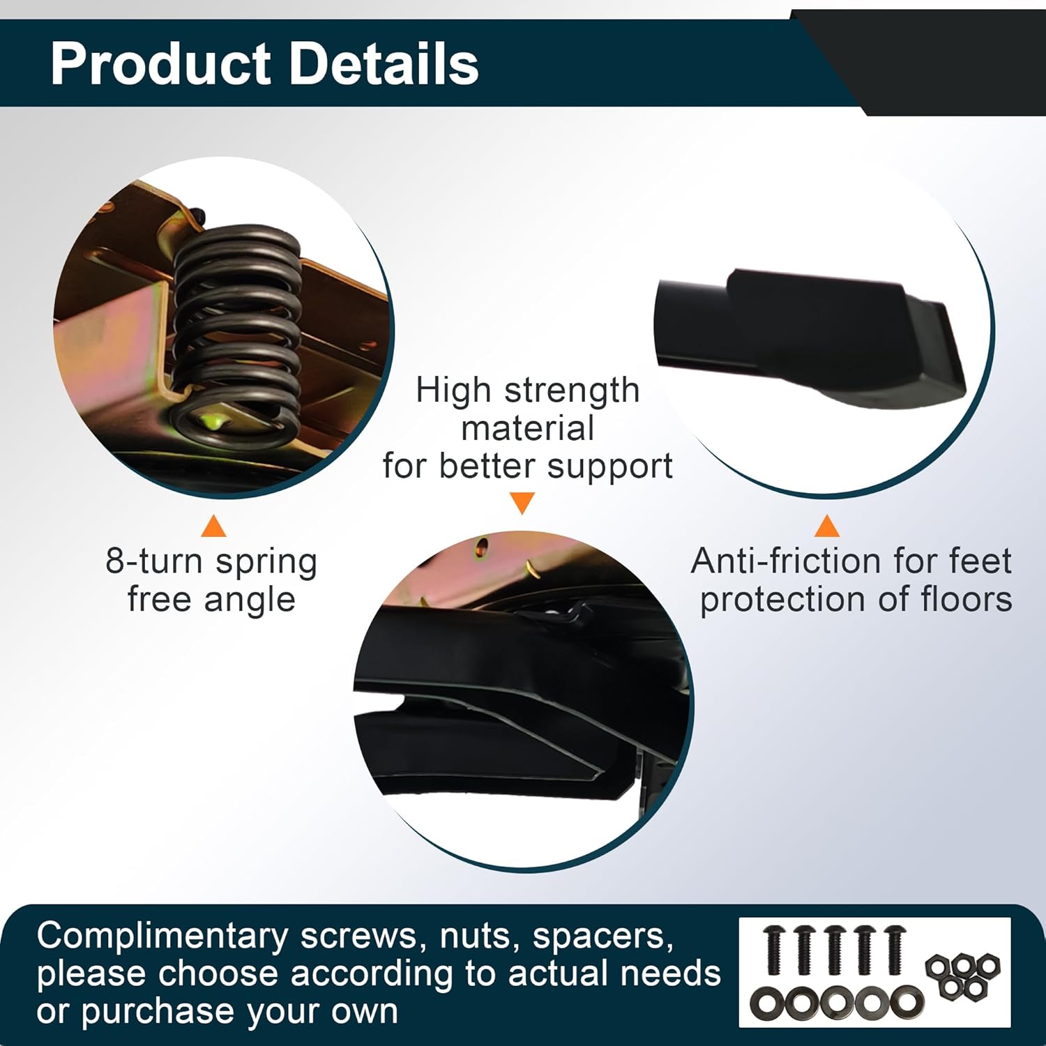 24" Replacement Recliner Base w/pitched 360 Swivel Plate 5-Leg w/caps with 51 Ball Bearings