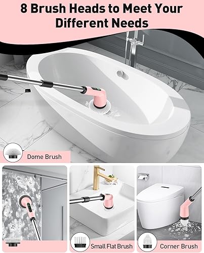 Miniatura 3 de Cepillo de limpieza eléctrico giratorio para limpieza de baño, cepillo de ducha inalámbrico con clasificación de impermeabilidad IPX7 y 2