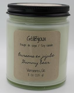 Bougie de soya/soy candle 8oz (225g), Oursons en jujube/gummy bear