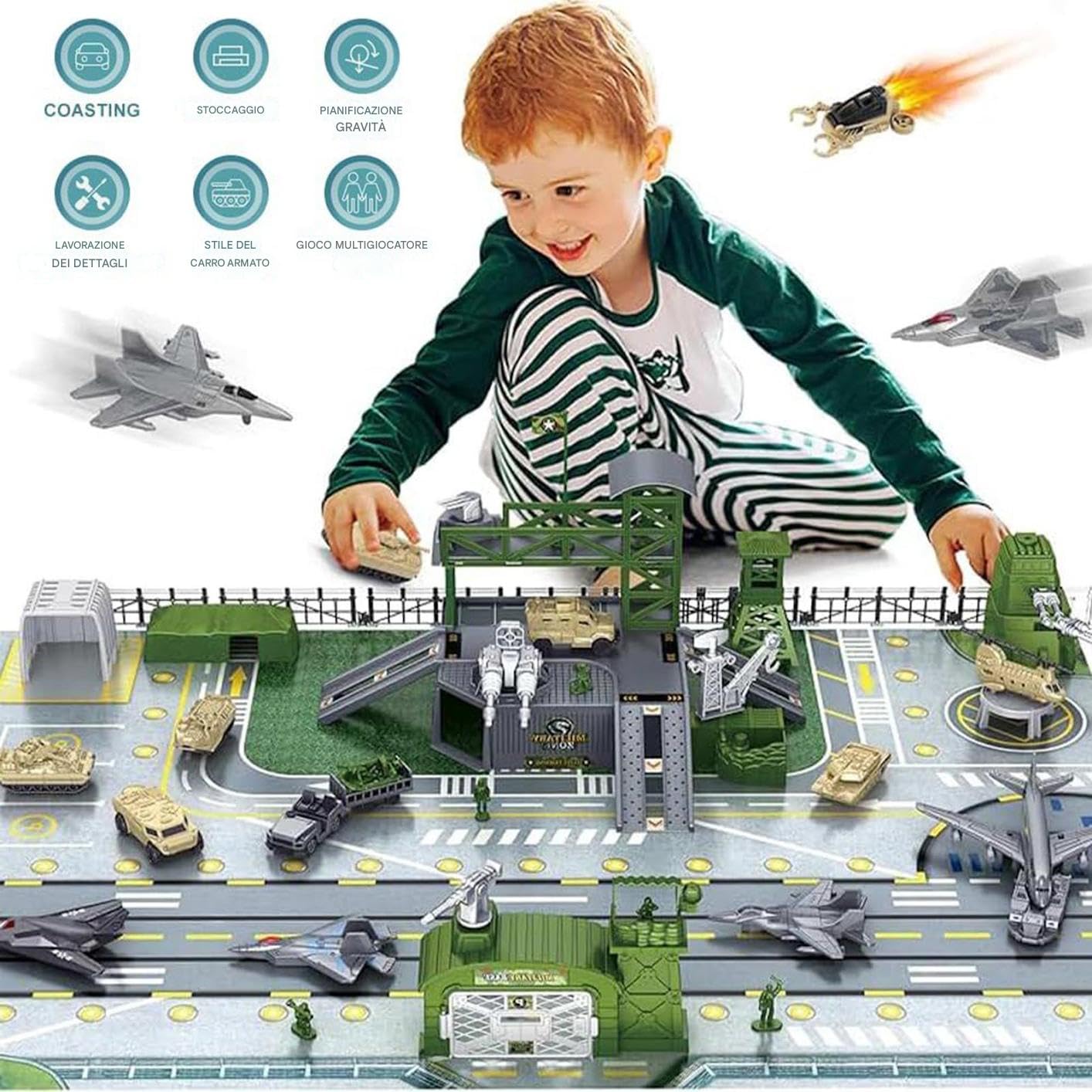 Generico Soldatini - Ensemble de jeu militaire de 100 pièces, figurine des hommes armée | Jeu éducatif Avions pour de construction Anniversaire Fête de Noël Vacances en plein air