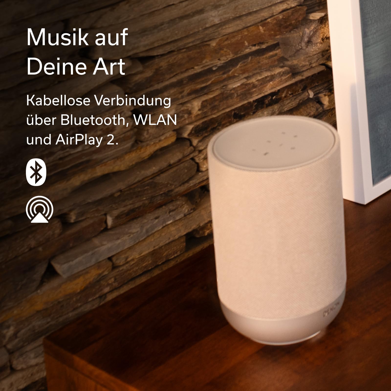 Denon Home 200 Bluetooth Lautsprecher mit HEOS, Dolby Atmos Music, Musikbox Kabellos, Hi-Res Audio, 8 Treiber Array, Stereopaar-Funktion, WLAN, AirPlay 2, Premium Sound & Multiroom - Schwarz