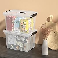 Vista 4 de Paquete de 4 cajas de plástico de 20 L, contenedores de almacenamiento transparentes con tapas/asas