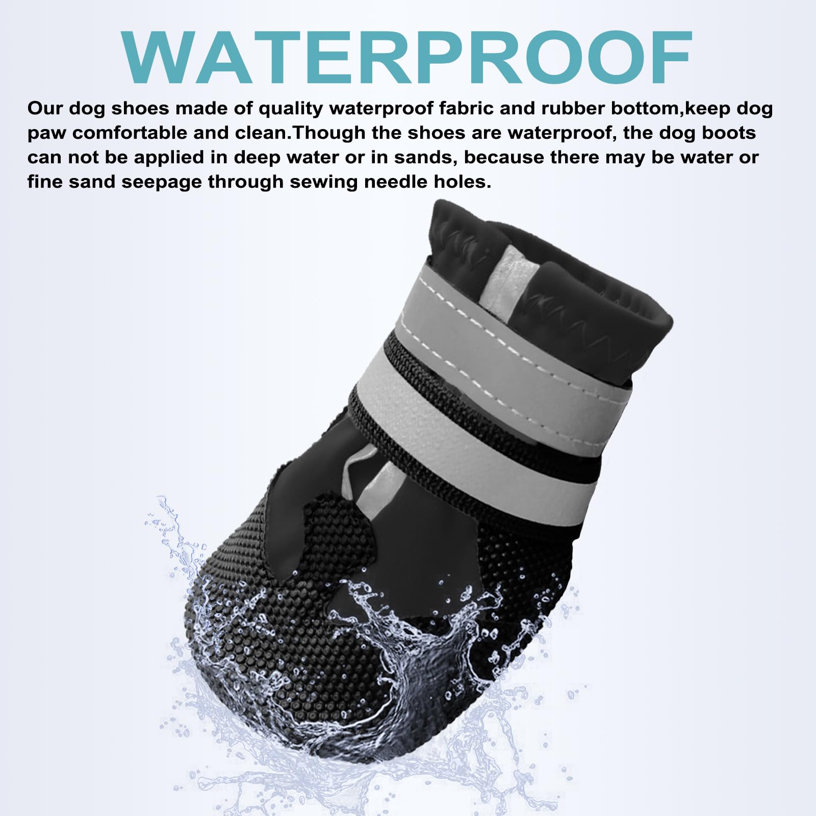 Muecleao Boots, Set of 4 Shoes for Injured Paws Waterproof With Reflective Straps and Anti-Slip Sole - Image 4