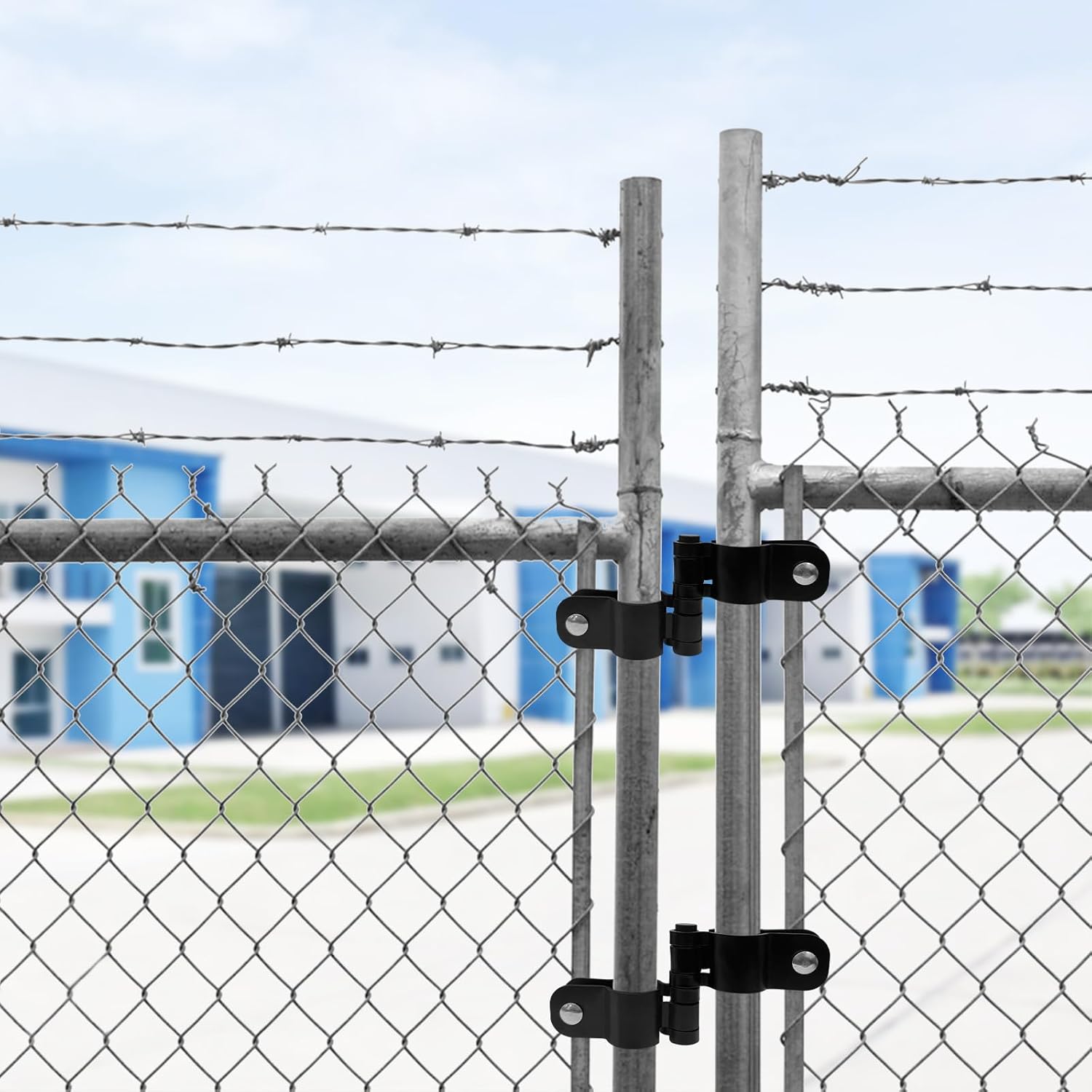 Chain Link Fence Gate Post Hinge, Heavy Duty Gate Hinges Metal Female Hinges and Male Post Hinges, Bolts & Nuts Included 1-3/8"-2 Pairs