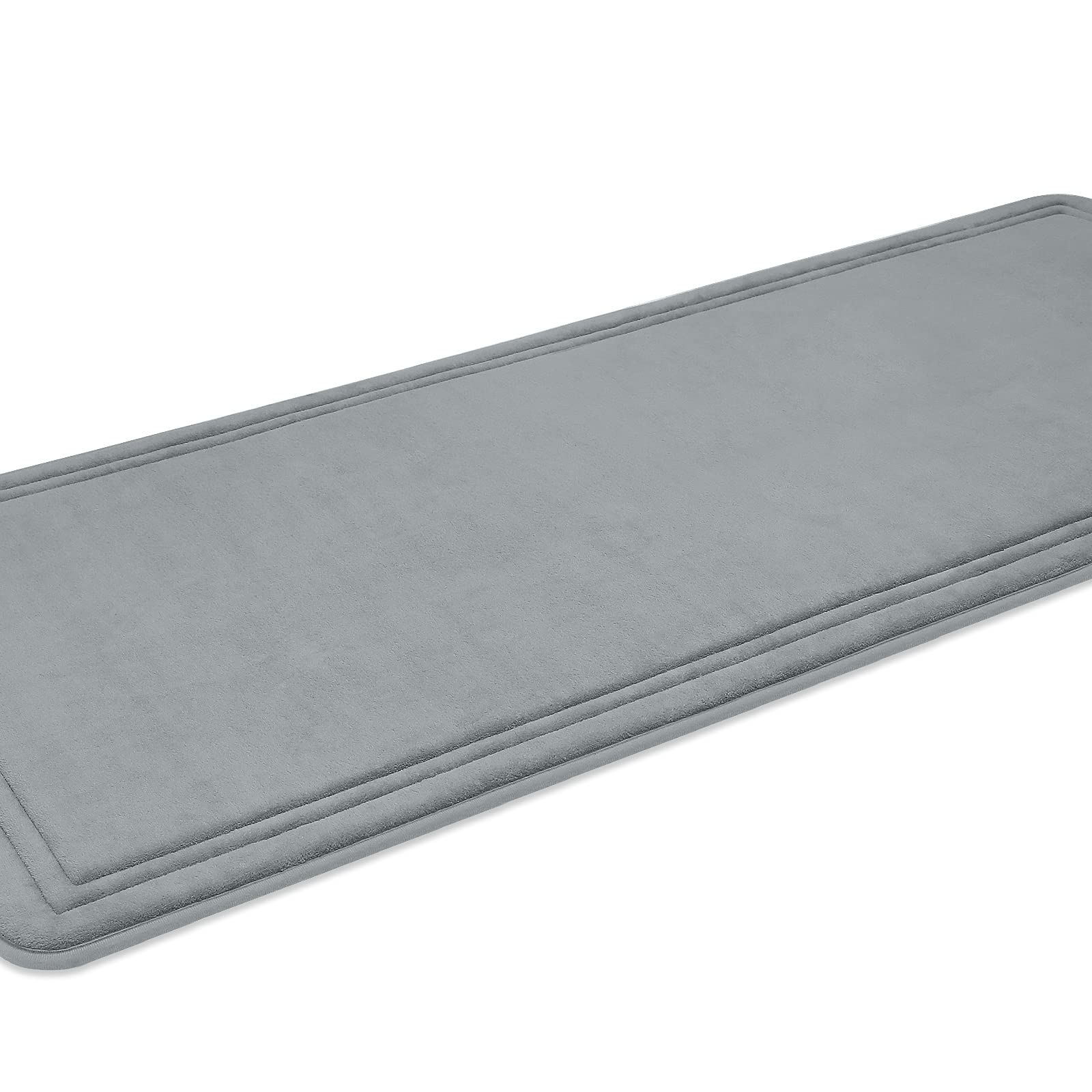 ITSOFT Memory Foam Bath Mat Non Slip Absorbent Super Cozy Velvet Bathroom Rug Carpet, Machine Washable, 59 x 23 Inches Gray