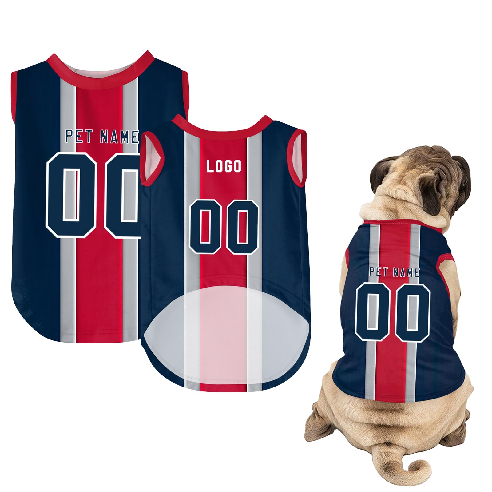 Dog Clothes - Custom Dog Shirt with Name Number or Logo - Personalised Football Jersey for Small Medium Large Dogs (Style-4, S)