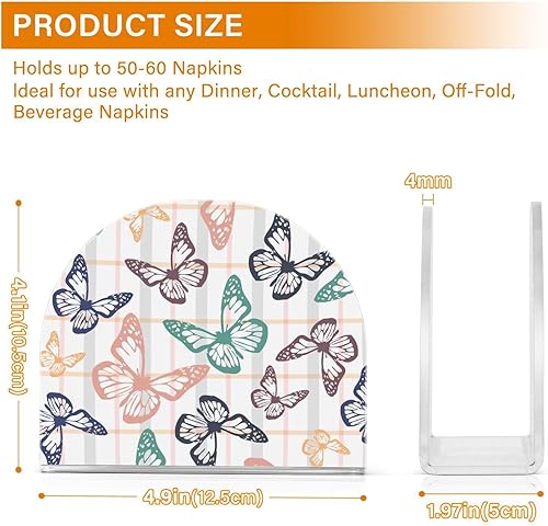 Miniatura 3 de Napkin Holder Spring Colored Butterflies Napkin Holders for Tables, Clear Acrylic Napkin Holders Cocktail Napkin Holder for Kitchen Restaurant Bar